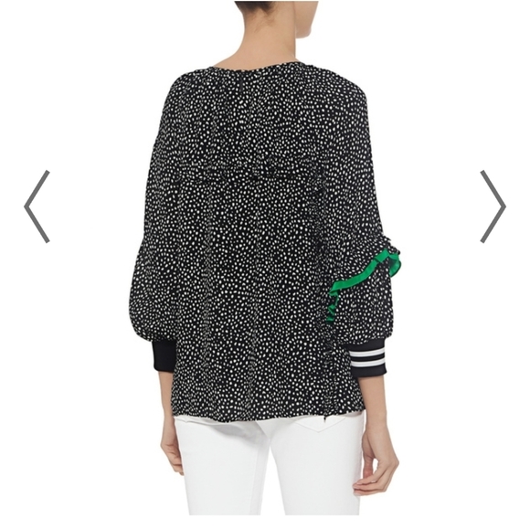 TIBI MARTINE RUFFLE POLKA DOT BLOUSE - Picture 2 of 11
